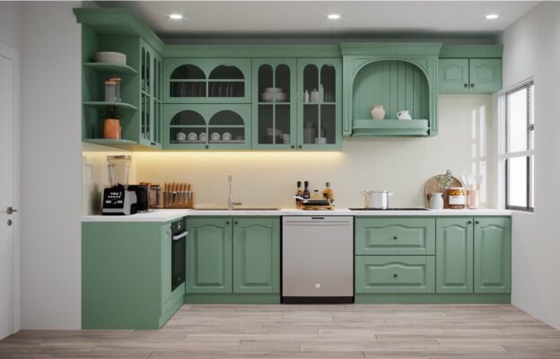 Tủ bếp gỗ công nghiệp - Tủ bếp Sơn 2K