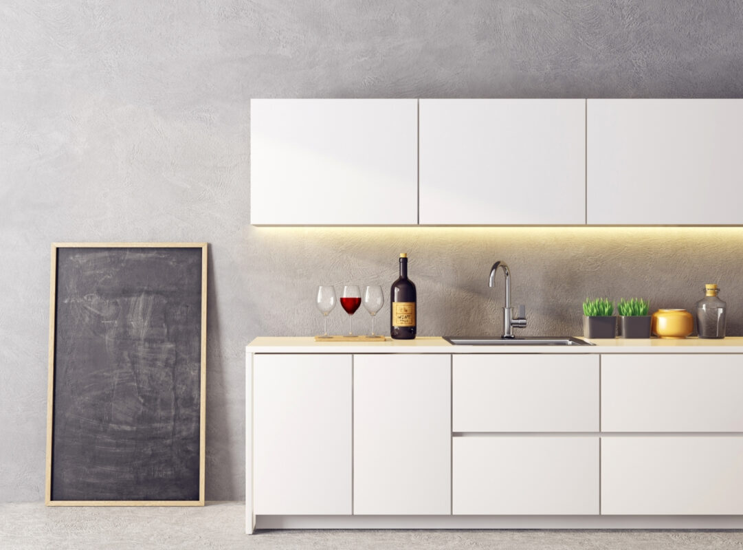 Thiết kế tủ bếp màu trắng cho nhà bếp không gian nhỏ
