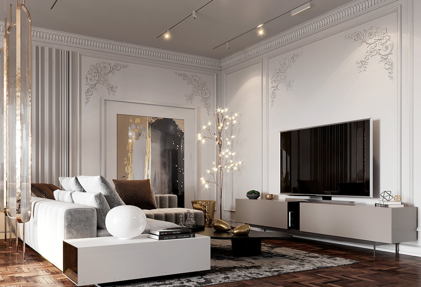 phòng khách hiện đại phong cách luxury