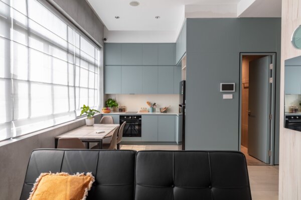 Tủ bếp Laquered Laminate màu xanh
