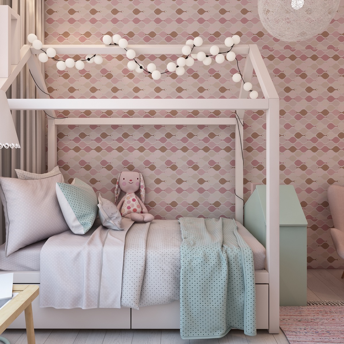 Thiết kế phòng ngủ cho bé gái màu hồng 03